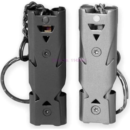 500pcs Outdoor Survival Whistle Double Pipe Whistle Stainless Steel Alloy Keychain Cheerleading Emergency Multi Tool