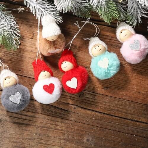 6pcs cute mini plush angel doll Christmas decoration pendant house decoration Christmas tree creative decoration accessories