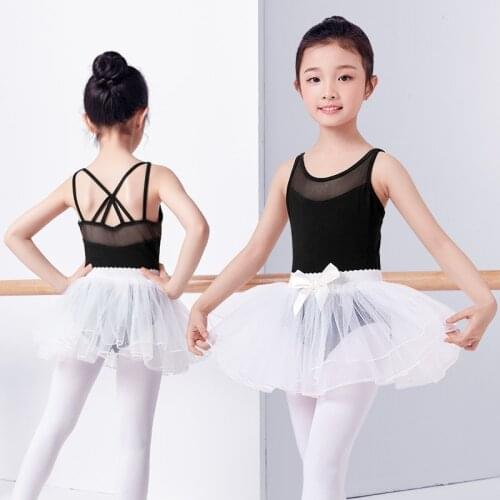 New Arrival Summer Girls Kids Children Pink Ballet Dancewear Mesh Splice Sleeveless Dance Leotard Tulle Tutu Skirt Set