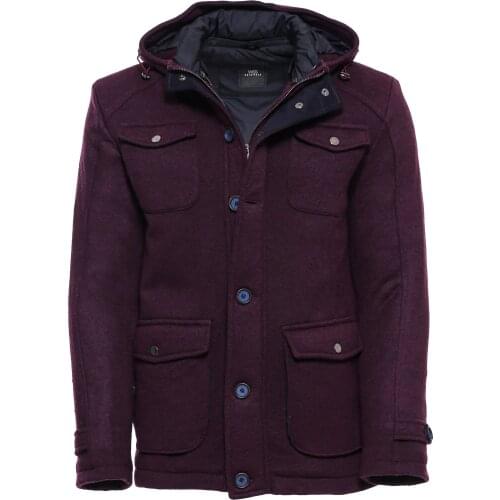 Claret Red Felt Hooded Coat
