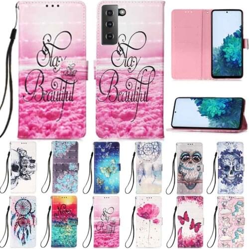 Flip Wallet Case For Samsung S21 S21Plus S21Ultra S20 FE S10 Plus S9 S8Plus S7 Edge Note 20 Ultra Note10 3D Painted Leather Case