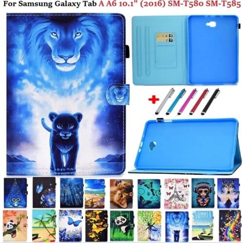 Cover for Samsung Galaxy Tab A 10.1 2016 Folding Stand Flip PU Leather Shell for Samsung Tab A6 A 6 10.1 T580 T585 Tablet Funda