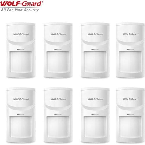8Pcs Wolf-Guard Wireless PIR Sensor Motion Anti-theft Human Body Detector for Home Security Alarm Burglar System 433MHz