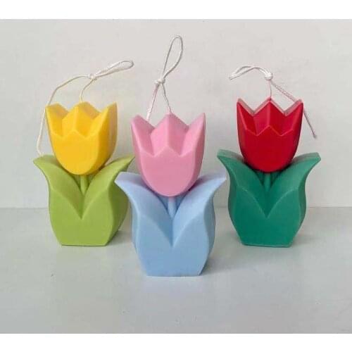 3D Tulip Shape Candle Mold, Tulip Shaped Craft Art Silicone Mold for DIY Handmade Mould Candle Handmade Soap Home Decoration