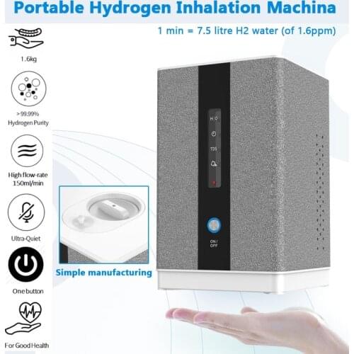 Hydrogen water H2 Inhalation Machine with 150ml/min 99.99% High Purity H2 Low Noise Hydrogen Generator Water ionizer SPE/PEM