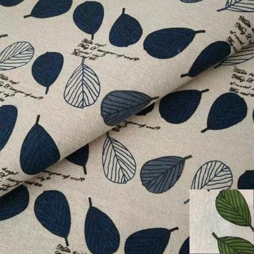 Printed leaves cotton and linen blend fabric printed cotton fabric for curtain tablecloth home decor cotton fabric