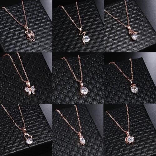 Korean Fashion Crystal Necklaces for Women Fashion Gold Necklace Vintage Multiple Layers Zircon Pendant Necklace Jewelry Gift