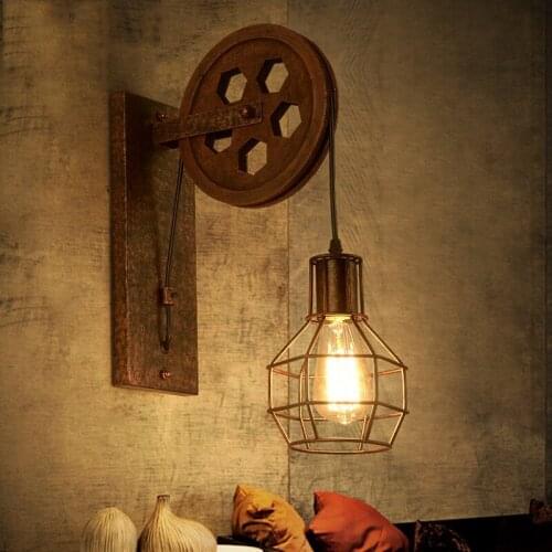 Creative retro Loft adjustable lifting pulley wall lamp porch restaurant aisle corridor pub cafe bra sconce light