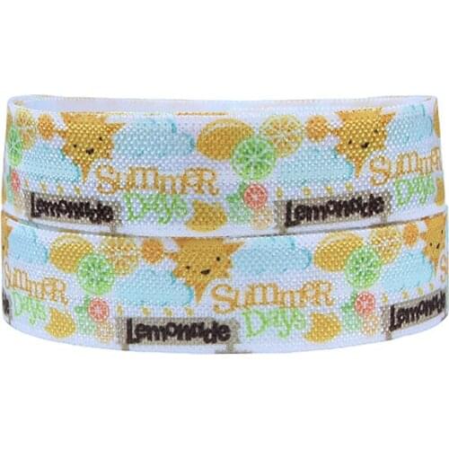 Flora Ribbons summer season fold over elastic in hot sun and lemon patterns