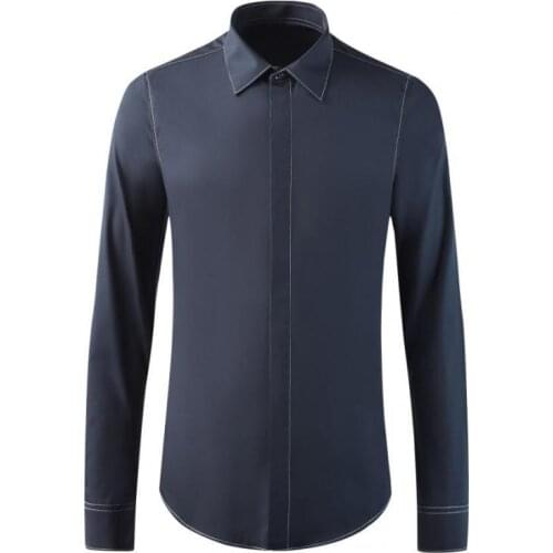 Minglu Cotton Male Shirts High Quality Long Sleeve Contrast Color String Mens Shirts Fashion Slim Fit Party Man Shirts 4XL