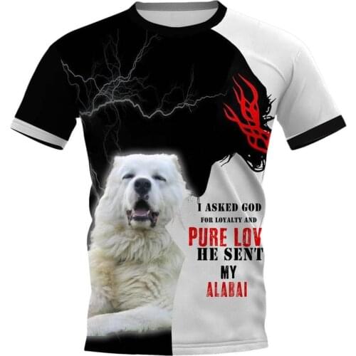 CLOOCL Mens T-shirt Animal Central Asian Shepherd Alabai 3D Print Dog Lightning Tee Shirt Clothing Unisex Short Sleeve Tops