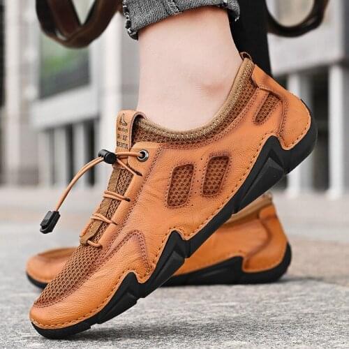 NEW Casual Men genuine Leather Shoes Boat Mans shoes Loafers Mocassin Mens loafer Man Slip on Moccasins Driving Brand Desinger