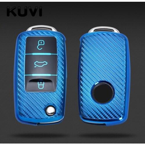 Soft TPU Carbon Style Car Key Cover Case For VW Polo Golf Passat for Skoda Octavia A5 Bora Jetta Seat Ibiza Leon Accessories