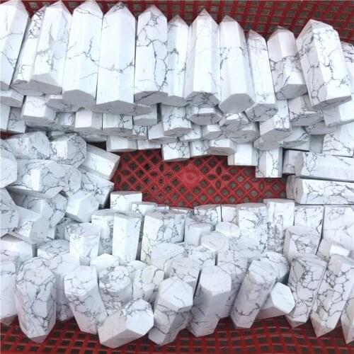 Natural White Howlite Point Turquoise Healing Crystal wand