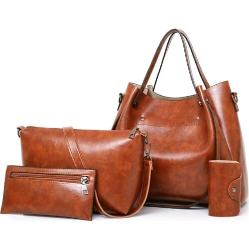 2021 New Fashion European and American Handbag Retro Wax Leather Bag Multi-piece Set Bags for Women Baby Bag Set