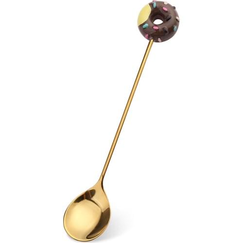 Stirring Spoon Fruit Fork with Innovative Lollipop and Cute Donut Shaped for Dessert Shops EL