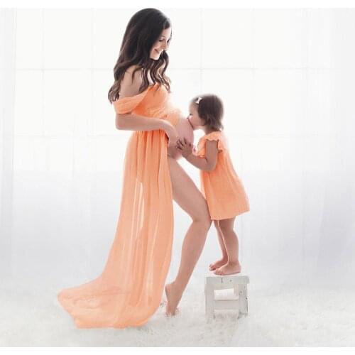 Shoulderless Maternity Dress For Photography Sexy Front Split Pregnancy Dresses For Photo Shoot White Pregnancy Maxi Dress Women