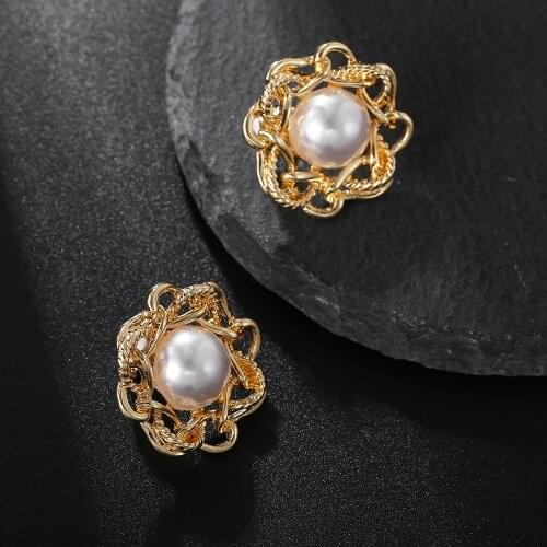 New Fashion Bohemian Retro Geometric No Pierced Clip on Earrings Pearl Metal Chain Exaggerated Creative Earrings for Women