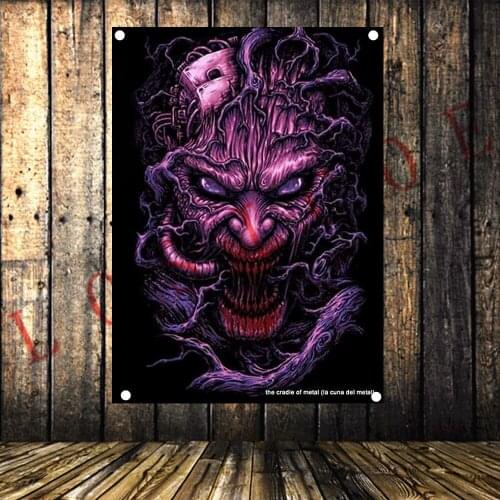 Tattoo Heavy metal Rock Music Poster Tapestry Pop Band Banner Four Holes Flag Mural Hanging Painting Bar Cafe Home Decor