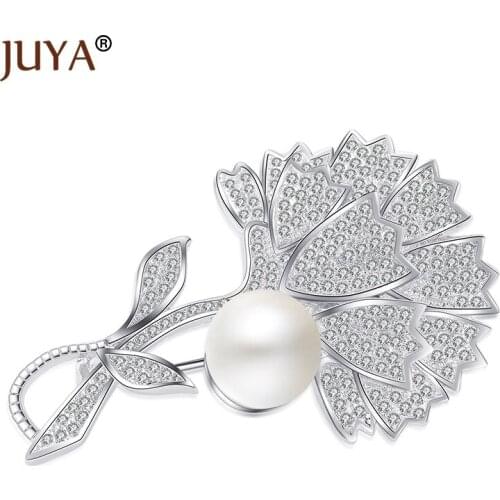 Top Quality Elegant AAA Cubic Zirconia Rhinestone Brooch Pins Pearl Flower Brooches For Women Clothes Accessories Broches Gift