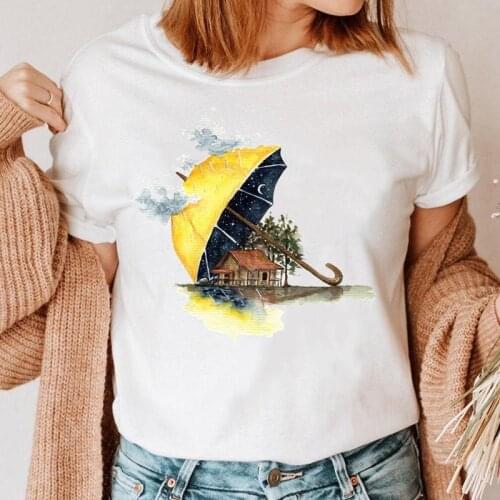 Women Watercolor Lovely Trend 90s T Shirt Female Tee Fashion Cartoon Short Sleeve T-shirt Graphic Top Print Ladies Clothing