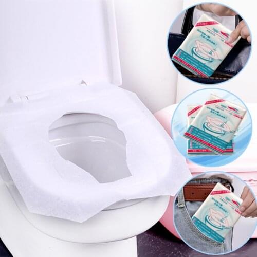 1 Bag/10 Pcs Disposable Paper Toilet Seat Cover Protector Camping Travel Camping Toilet Mat Pad Cushion Bathroom Supplies Set