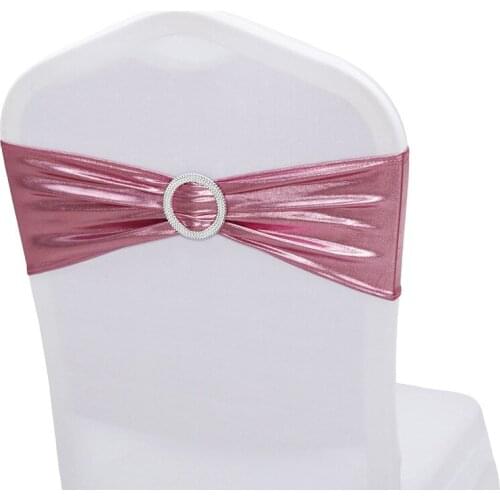 1pcs Tretch Lycra Chair Bands With Buckle Slider For Wedding Christmas Decorations Chair Sashes Bow Bronzing Straps