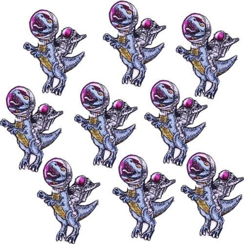 Prajna 10PCS Dinosaur Astronaut Patches For Clothing Stickers Stripes Iron On Patches On Clothes Cartoon Badges Embroidery Patch