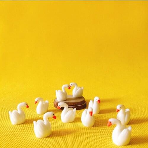 10 Pcs swan/animals//miniatures/cute/ fairy garden/gnome/moss terrarium decor/crafts/bonsai/bottle garden/ DIY supplies