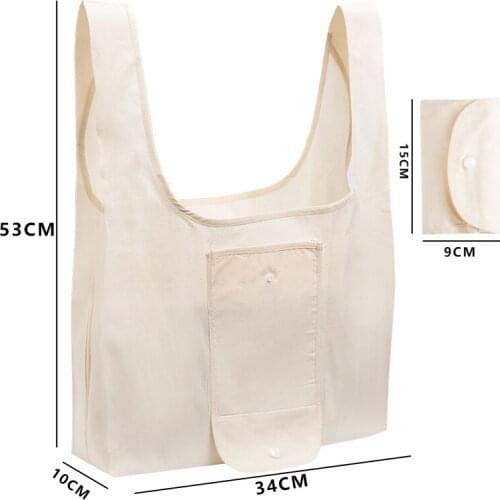 2021 ECO Cotton Shopping bag Folding Package Women Men Reusable Canvas Fold Pouch white