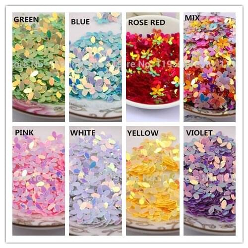 50g PVC Flower Sequins Plum Blossom 10mm With 1 Center Hole Cup Loose Paillette