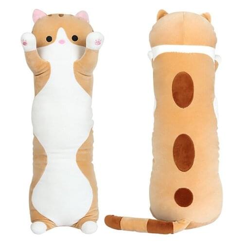 70cm/90cm Long cute cat doll soft rabbit big pillow dog cartoon plush doll throw pillow dino back cushion backrest bed pillow
