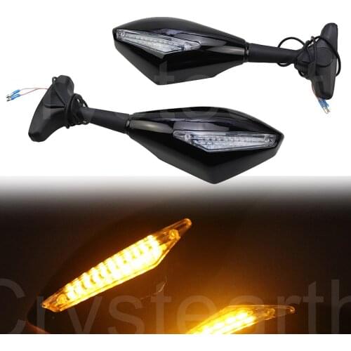 Motorcycle Rear View Side Mirrors w/ Turn Signal For Kawasaki Ninja 250R 2008 2009 2010 2011 ZX6R 1998-2006 ZX10R 2004-2007