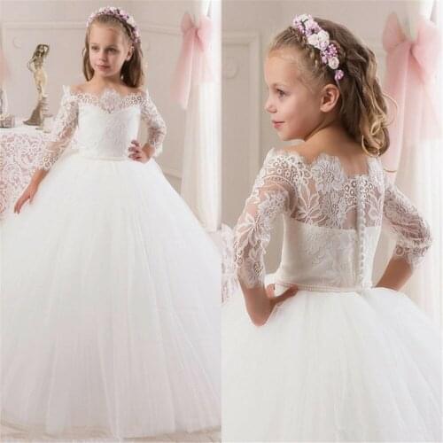 Flower Girl Dresses for Weddings Jewel Neckline Custom Made Girls Pageant Kid Birthday Party Wears