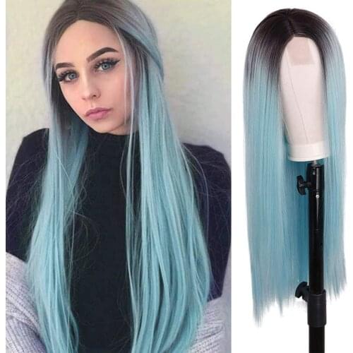 Long Blonde and Brown Wigs for Black Women Long Highlight Wigs for Women Cosplay Long Straight Synthetic Blue Pink Red Wig
