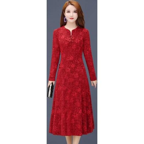 Plus Size 5XL Elegan Casual Jacquard Flower Dress Spring Women A-line Long Sleeve Dresses Club Party Vestidos