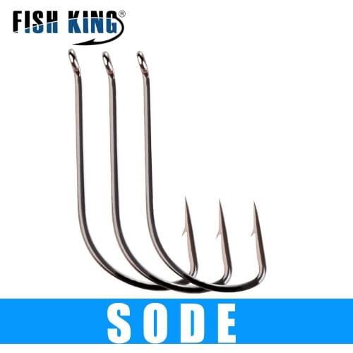 FISH KING 3pack/lot SODE Fishing Hook Size 5# - 16# High Carbon Steel Fishing Hooks Jig Barbed Carp Anzol Ring eye Hook