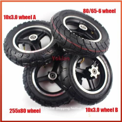 10 Inch Wheels for Kugoo M4 Pro Folding Electric Scooter 10x3 Inch Off-road Inner Outer Tire with Alloy Rims 255x80 Tyre 80/65-6