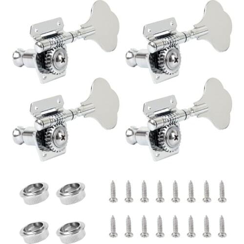 4Pcs Guitar Tuning Pegs Electric Bass Tuner Peg Guitar Open Gear Tuning Pegs Machine Heads for Fender Jazz Bass Guitar Silver