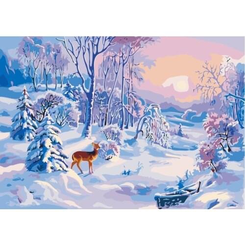 LIPHISFUN Needlework Diamond Painting 5d Landscape Square/round Drill Full Embroidery Home Decoration Snow Deer Cross Stitch
