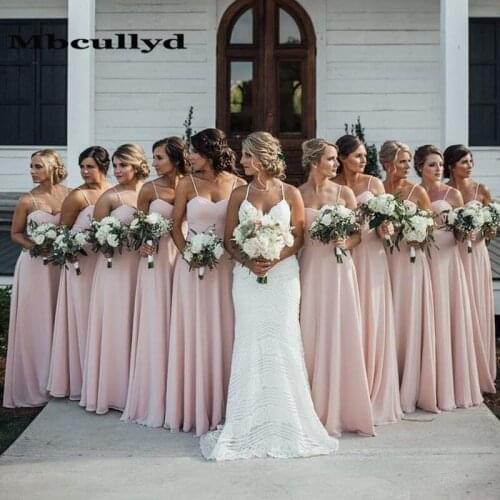 Mbcullyd Bohemia Long Bridesmaid Dresses 2020 Elegant A Line Peach Chiffon Sukienki Na Wesele Damskie Cheap Wedding Guest Dress