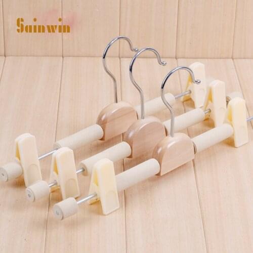 Sainwin 5pcs/lot 33cm Metal wooden hanger pants clip trousers hangers for clothes rack household sponge hanger wood pants rack