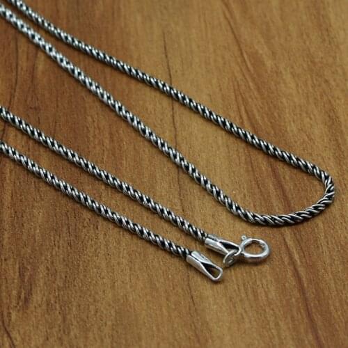 S925 Sterling Silver Jewelry Retro Thai Silver Twist Necklaces Men And Women Trendy Sweater Chain Hanging Wholesale