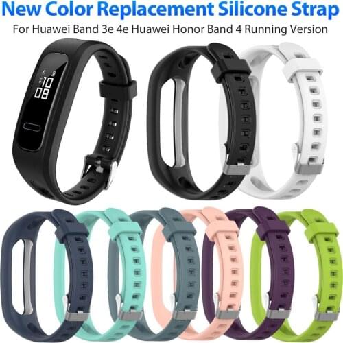 Soft Adjustable Silicone Replacement Wrist Strap With Buckles Sports Bracelet Strap For Huawei Band 4e 3e Honor Band 4 Running