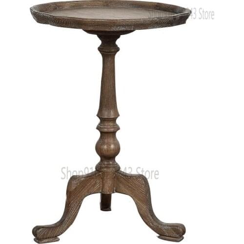 Spot Special Offer Oak Small Round Table American French Country Side Table Solid Wood Corner Table Mini Small Side Table Arc Fl