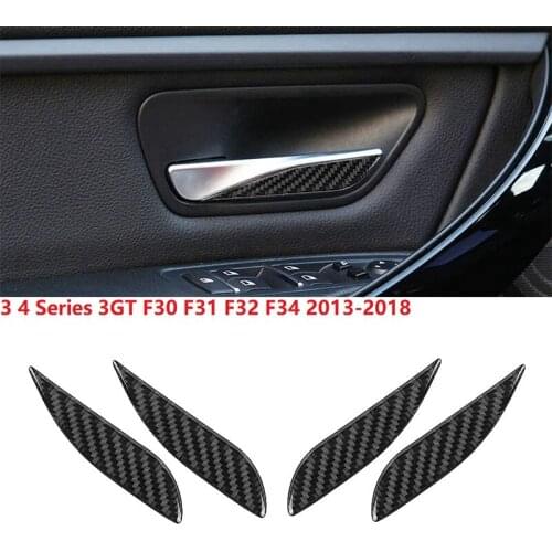 New4Pcs Carbon Fiber Interior Door Edge Handle Sticker Trim for -BMW 3 4 Series 3GT F30 F31 F32 F34 2013-2018