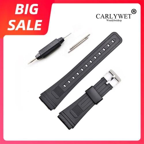 CARLYWET 20mm Top Black Watch Band Silicone Rubber Straight End Men Lady Replacement Loop For Seiko Omega IWC Casio Brand Watch