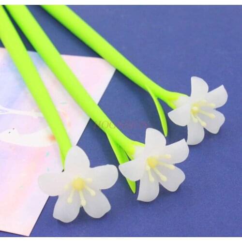 3pcs Soft silicone color-changing gel pen elegant color-changing lily flower shape signature pen student black pen 0.5mm