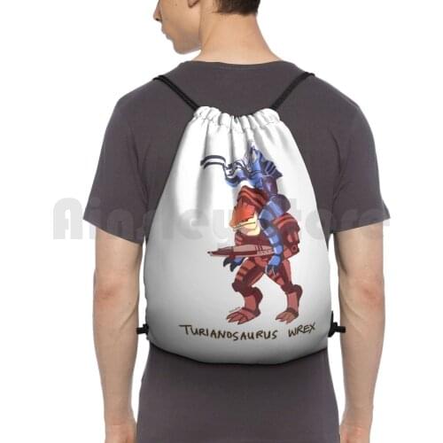 Turianosaurus Wrex Backpack Drawstring Bag Riding Climbing Gym Bag Mass Effect Bioware Video Games Garrus Wrex T Rex
