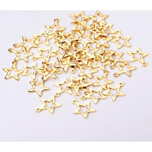 ASON 100Pcs/Lot Star Charms Hollow Out 316L Stainless Steel With Holes For Necklace Bracelet Anklet DRY Handmade Jewelry Making